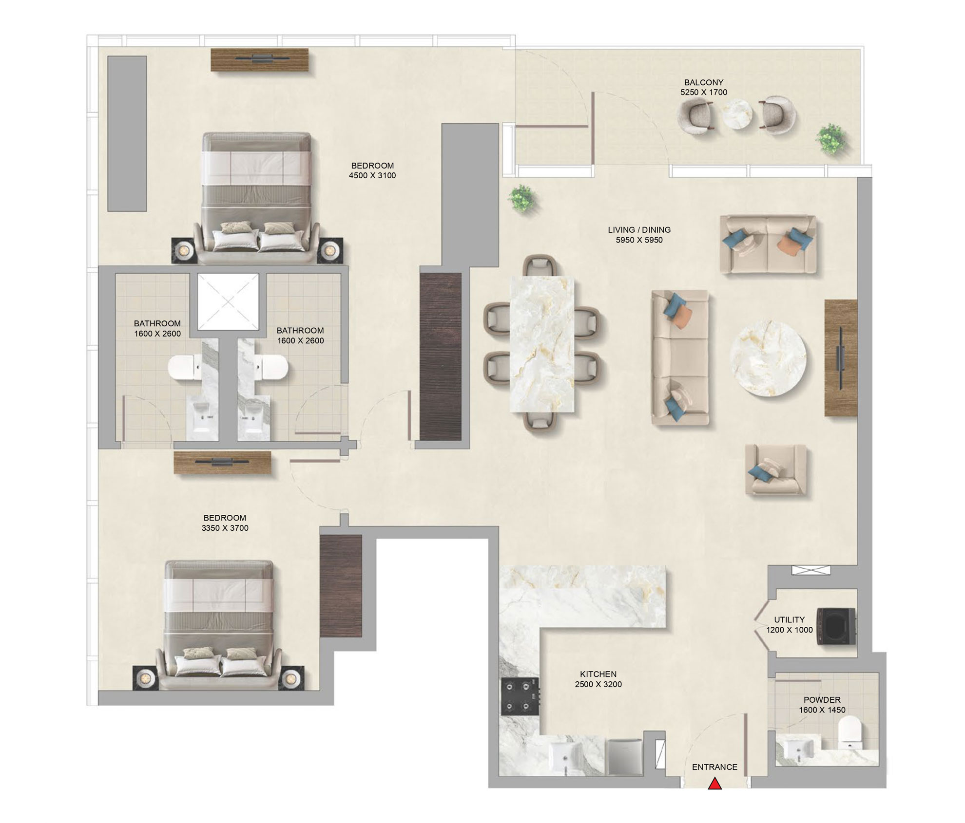 Floorplan-1349sqft-2Bedroom-Sobha-Skyparks-Sheikhzayedroad