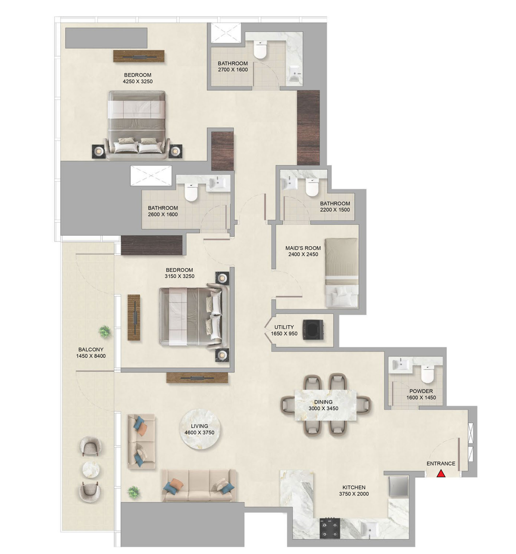 Floorplan-1498sqft-2Bedroom-Sobha-Skyparks-Sheikhzayedroad