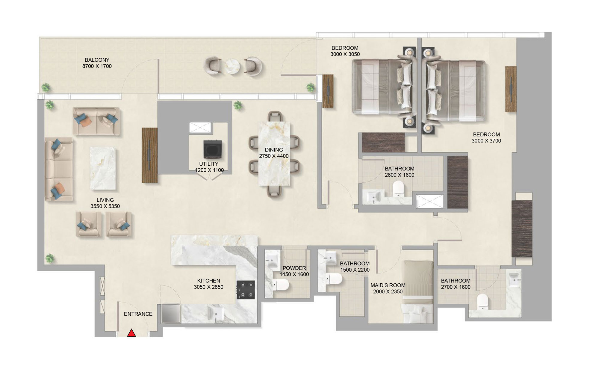 Floorplan-1582sqft-2Bedroom-Sobha-Skyparks-Sheikhzayedroad