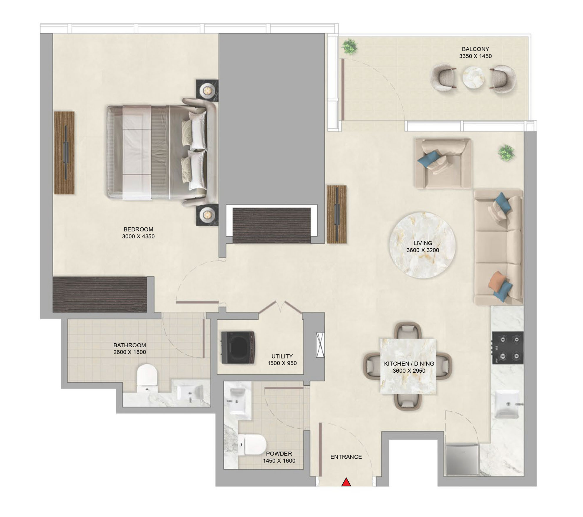 Floorplan-715sqft-1Bedroom-Sobha-Skyparks-Sheikhzayedroad